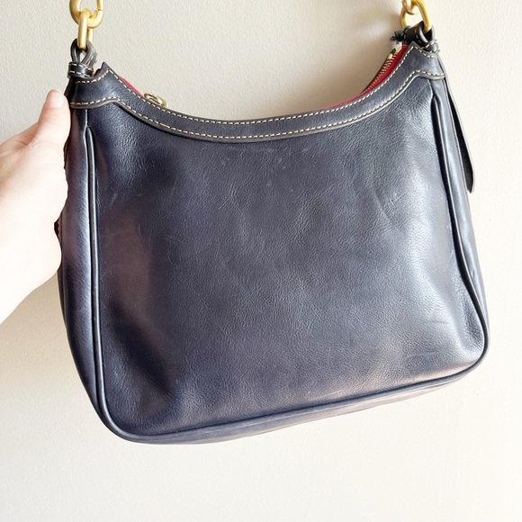 Dooney & Bourke Florentine Toscana Crossbody Hobo Navy Shouler Bag Purse Leather - Picture 6 of 9